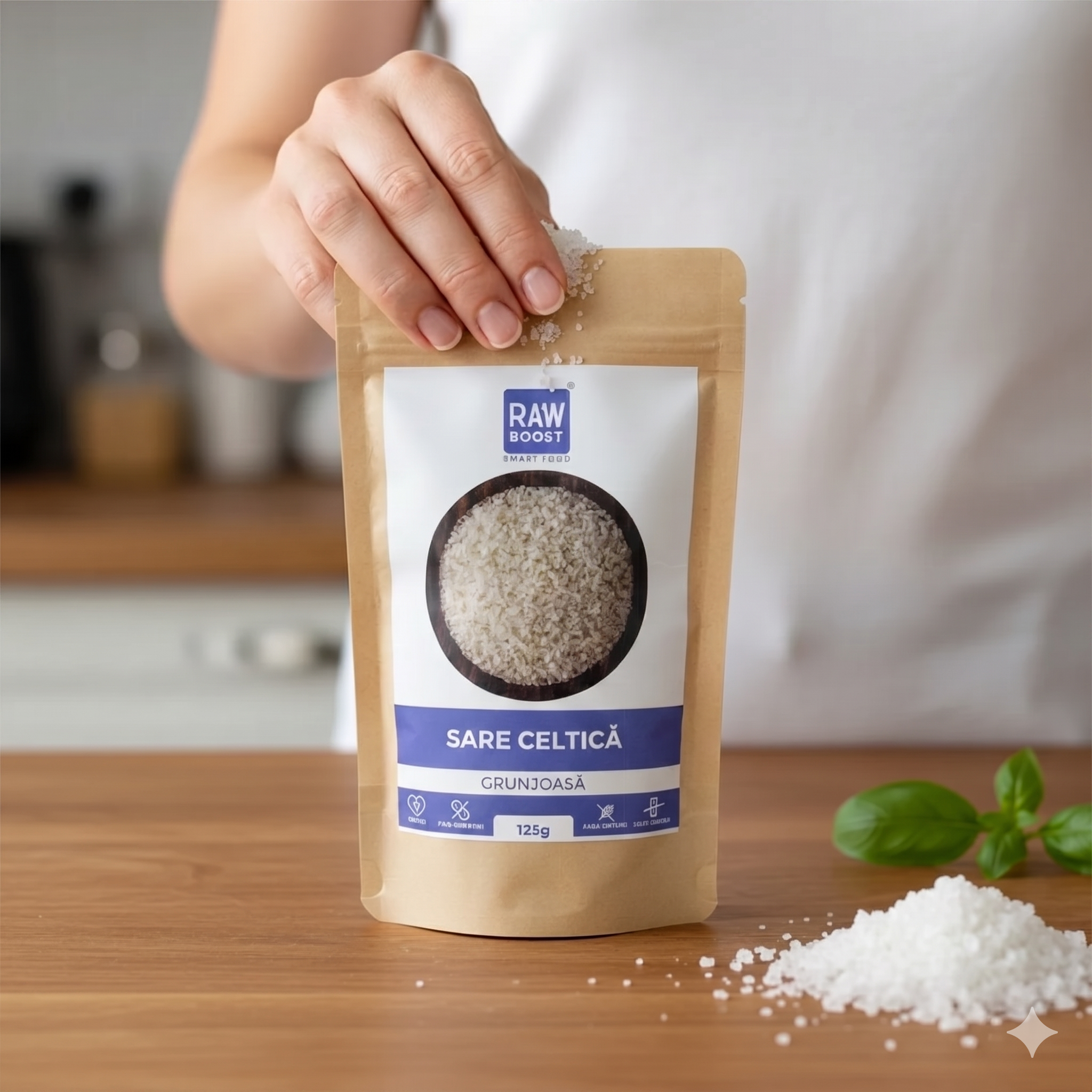 Sare Celtică Grunjoasă - ajută la menținerea echilibrului mineralelor electrolitice din organism, 125g