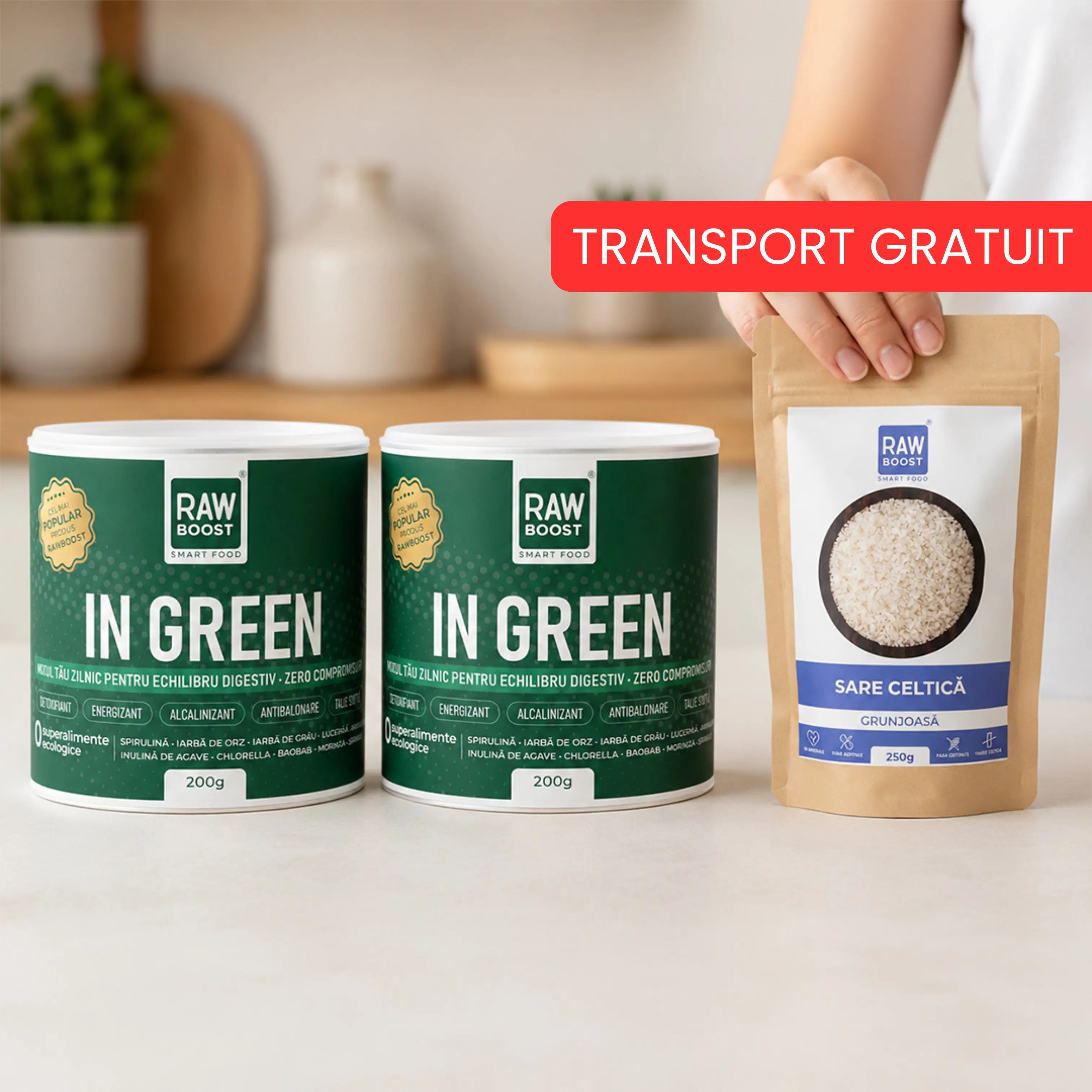 Pachet REVITALIZANT - 2x In Green, Mix Verde ECO + CADOU Sare Celtică