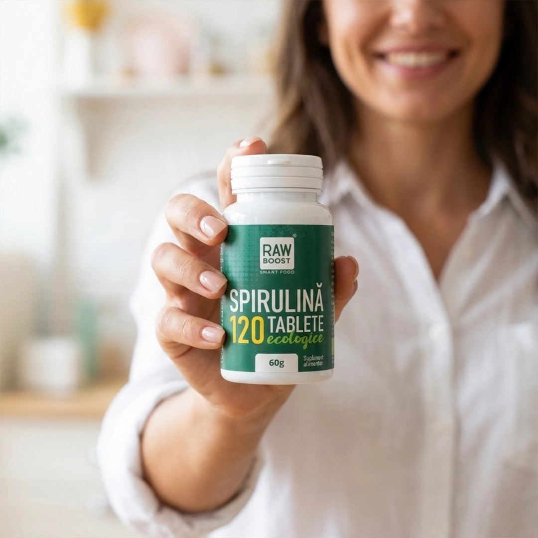 Spirulină Tablete Ecologice - puternic efect antiinflamator şi imunizant, 120tb flacon
