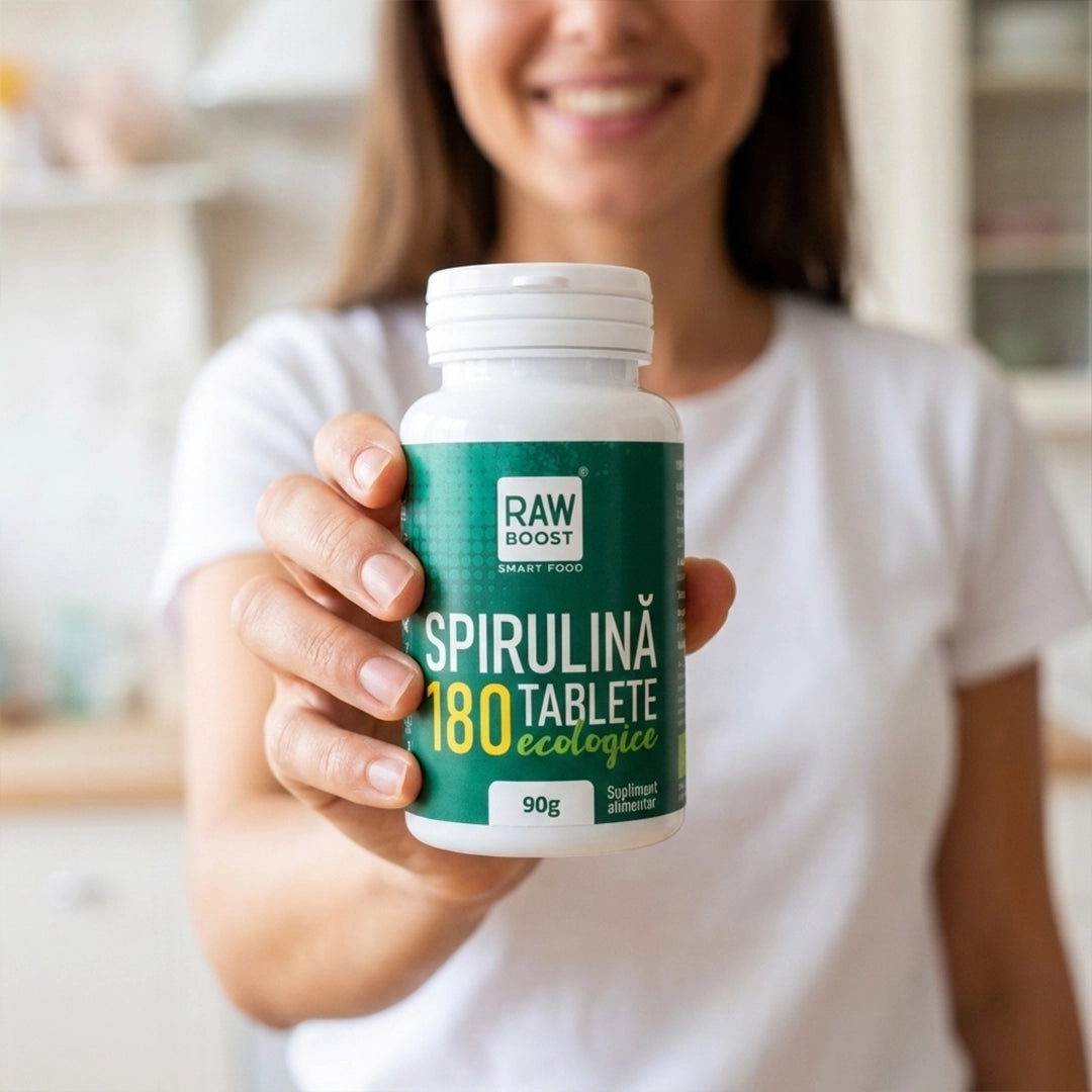 Spirulină Tablete Ecologice - puternic efect antiinflamator şi imunizant, 180tb flacon