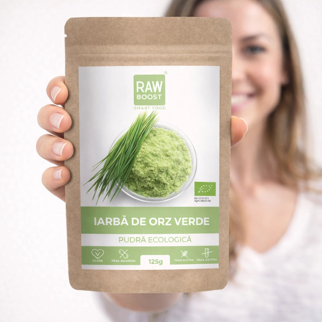 Iarbă de Orz Pudră Ecologică - efect alcalinizant și detoxifiant, 125g