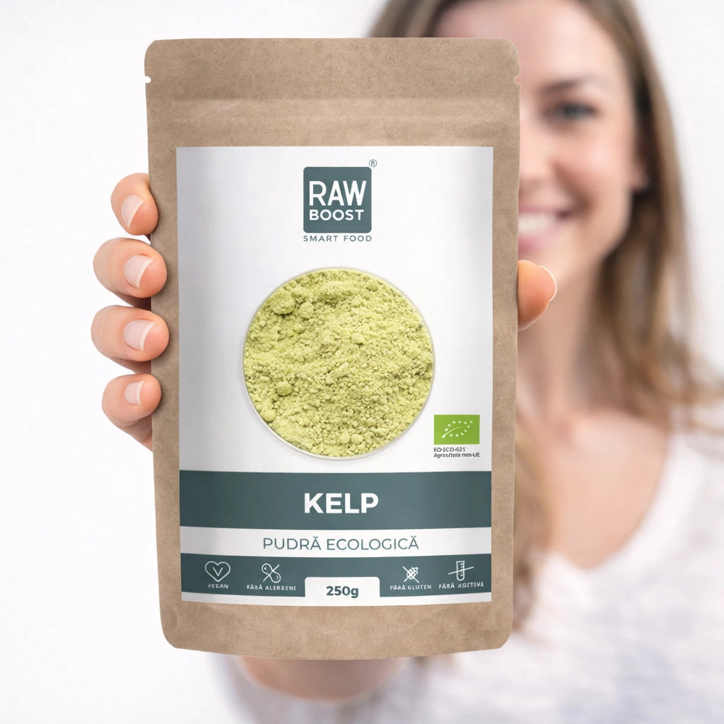 Kelp Pudră Ecologică Crudă - poate contribui la menținerea sănătății tiroidei, 250g