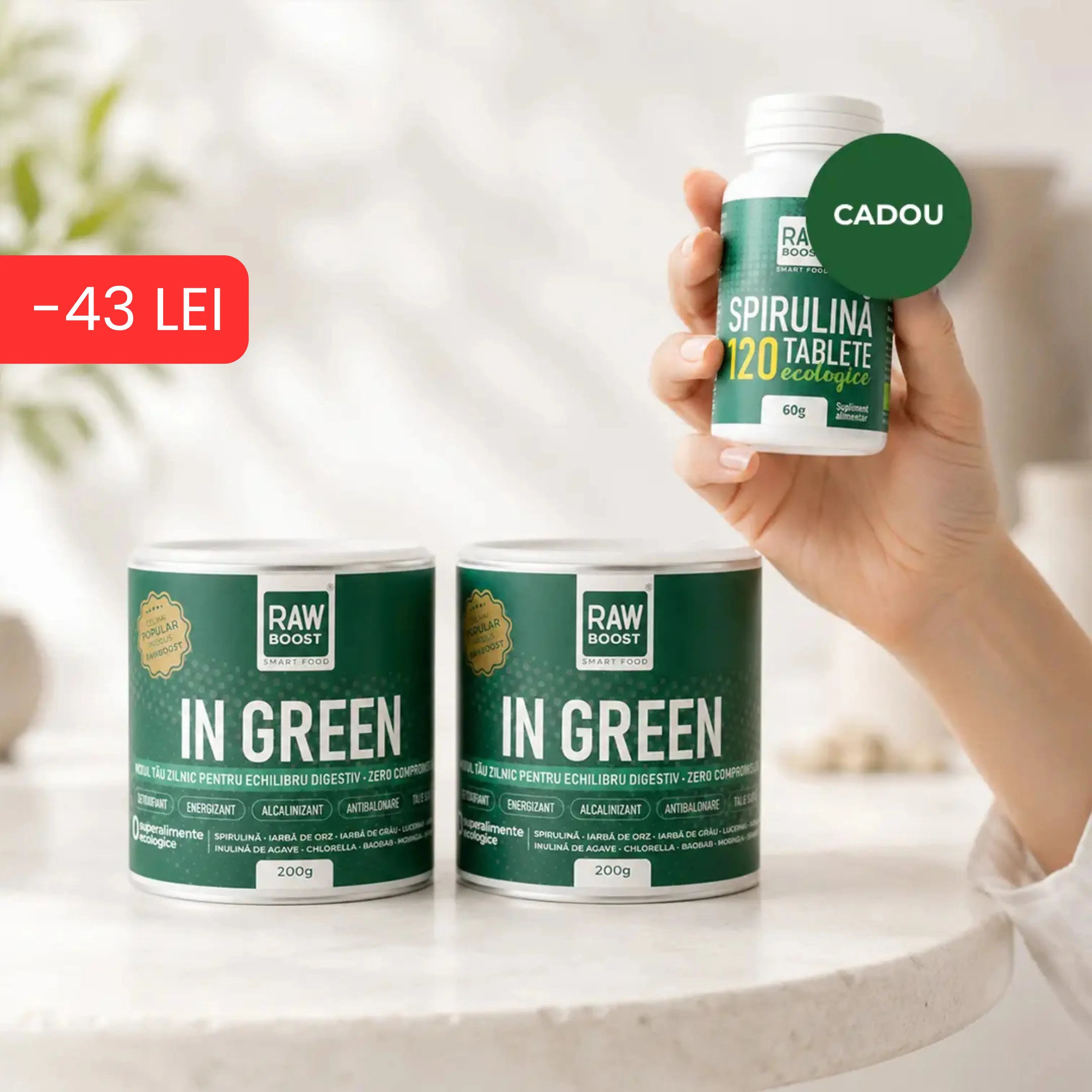 2x In Green 200g + Spirulină ECO 120 tablete CADOU (DETOXIFIANT)