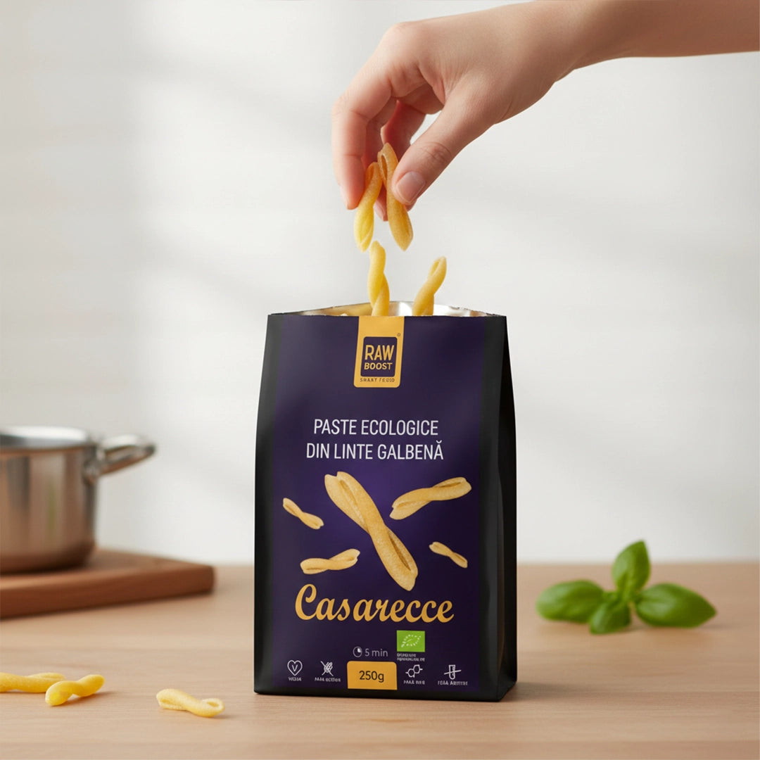 Paste ecologice Casarecce din Linte Galbenă, Fără Gluten, 250g