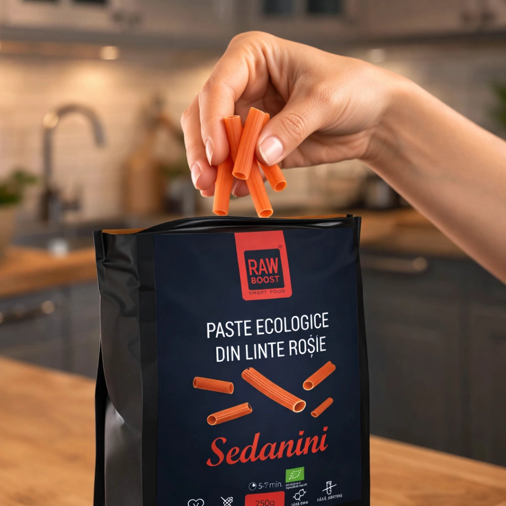 Paste ecologice Sedanini din Linte Roșie, Fără Gluten, 250g
