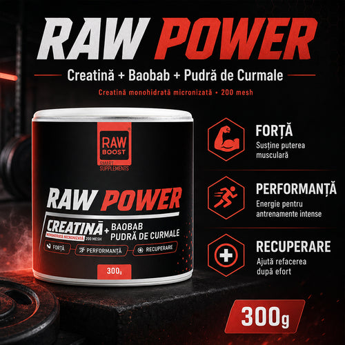 Raw Power, Creatină Monohidrată Micronizată 200 mesh, 300g | Rawboost