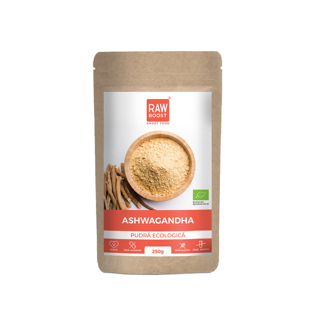 Ashwagandha Pudră Ecologică - efecte antistres, antiinflamatoare și adaptogene, 250g