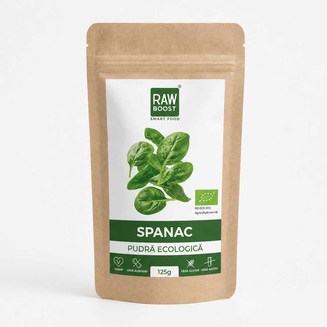 Pudră de Spanac Ecologică, 125g | Rawboost