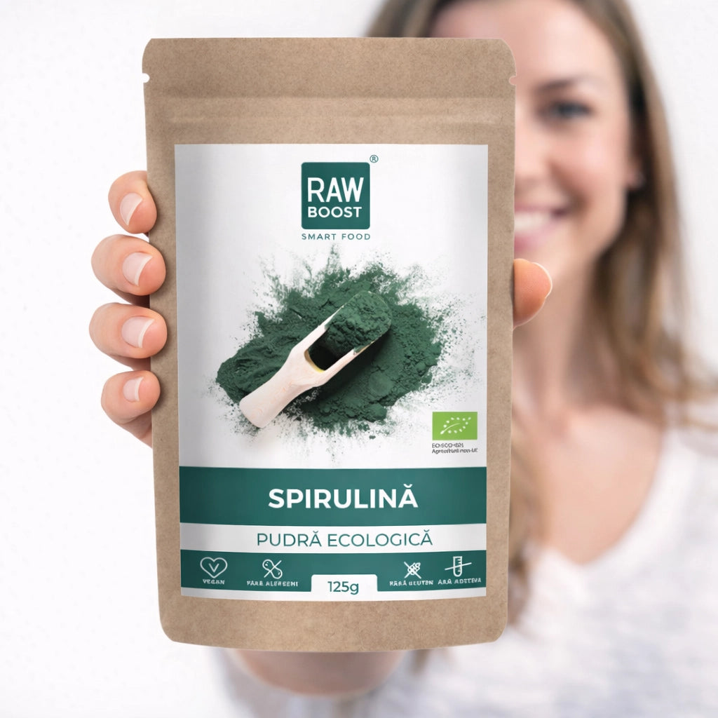 Spirulină Pudră Ecologică - puternic efect antiinflamator şi imunizant, 125g