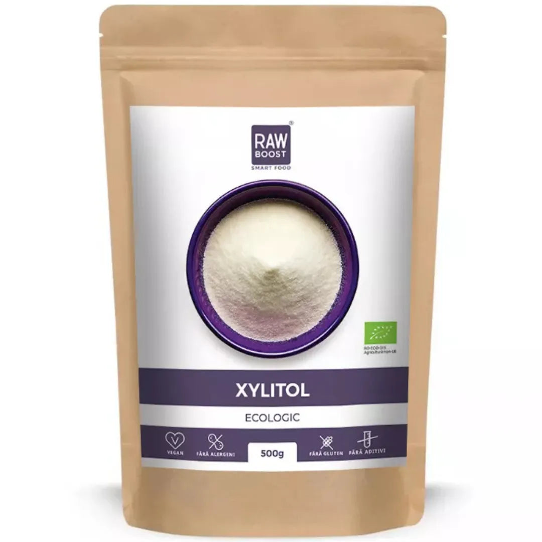 Xylitol Organic Îndulcitor Natural - fără zahăr și cu indice glicemic scăzut, 500g