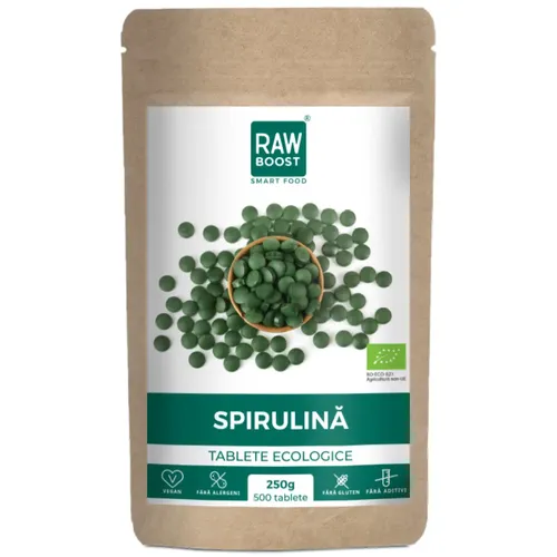2+1 CADOU - Spirulină Tablete Ecologice - puternic efect antiinflamator şi imunizant, 250g / 500 tablete
