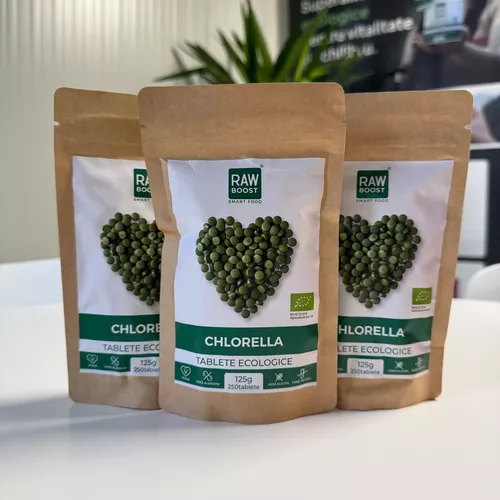 2+1 CADOU - Chlorella Tablete Ecologice 125g / 250 tablete - proprietăți de detoxifiere | Rawboost