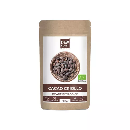 Cacao Criollo Boabe Crude Ecologice, 100g