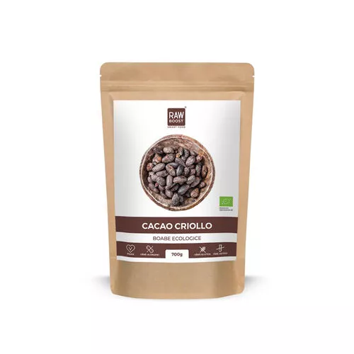 Cacao Criollo Boabe Crude Ecologice - cea mai bogată sursă de antioxidanți, 700g