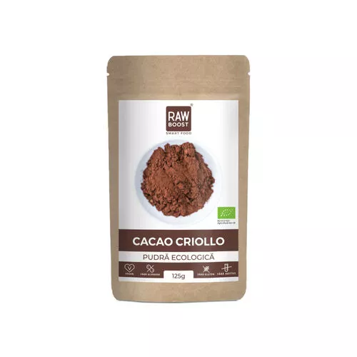 Cacao Criollo Pudră Crudă Ecologică - cea mai bogată sursă de antioxidanți, 125g