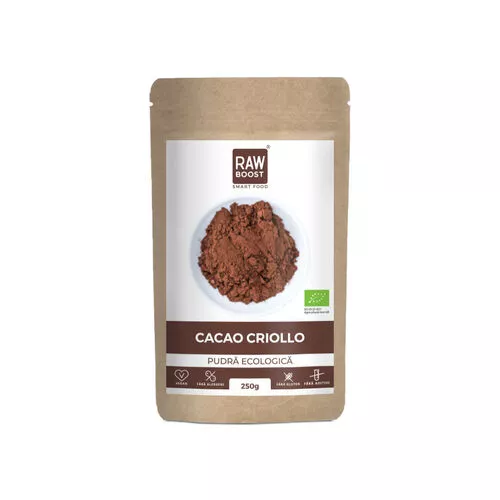 Cacao Criollo Pudră Crudă Ecologică - cea mai bogată sursă de antioxidanți, 250g