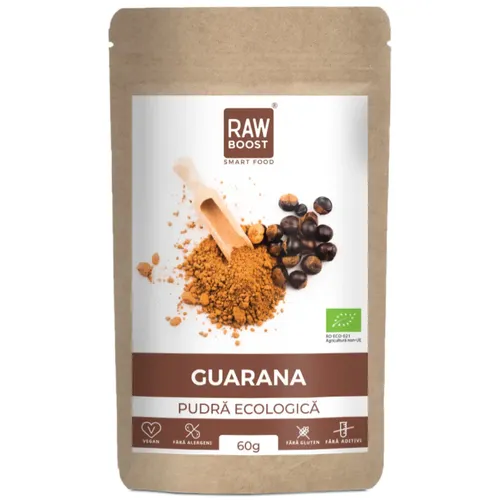 Guarana Pudră Ecologică Crudă - reglează apetitul şi ajută la scăderea în greutate, 60g