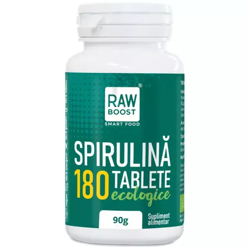 Spirulină tablete ecologice - puternic efect antiinflamator şi imunizant, 180tb flacon