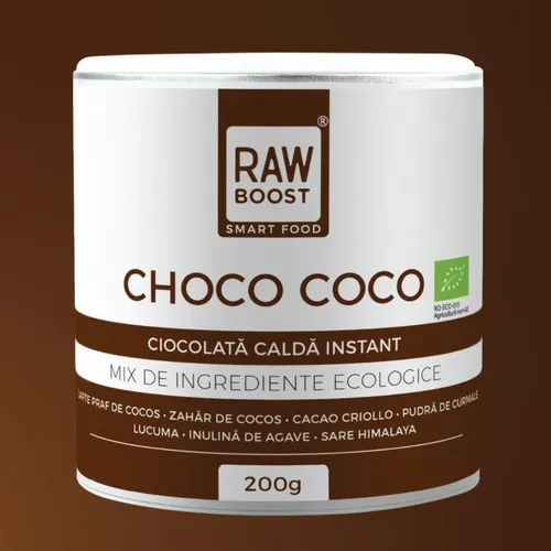 Choco Coco, ciocolată caldă organică - un deliciu curat pentru toată familia  200g, 8 porții