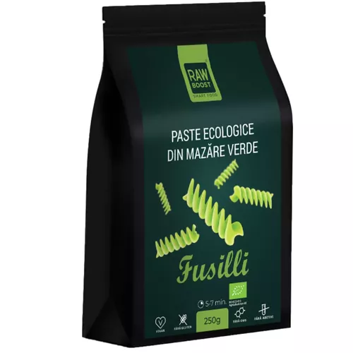Paste ecologice Fusilli din Mazăre Verde, Fără Gluten, 250g