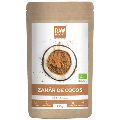2+1 CADOU - Zahăr de cocos ecologic - indice glicemic foarte mic, 250g | Rawboost