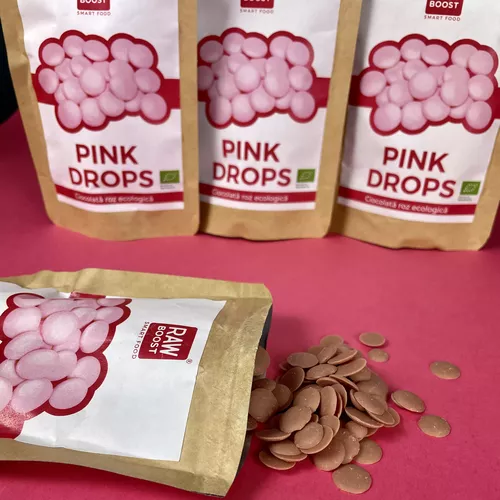 Pink Drops Ciocolată roz ecologică, 90g 