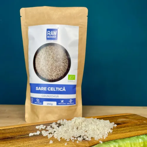 Sare Celtică Grunjoasă - ajută la menținerea echilibrului mineralelor electrolitice din organism, 250g 
