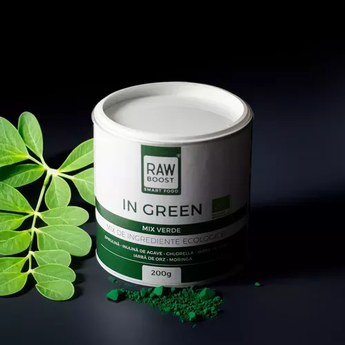 In Green, Mix Verde ECO 200g anti-balonare, detoxifiant, pentru talie suplă. Doar 6 ingrediente organice. Fără compromisuri.