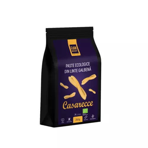 Paste ecologice Casarecce din Linte Galbenă, Fără Gluten, 250g