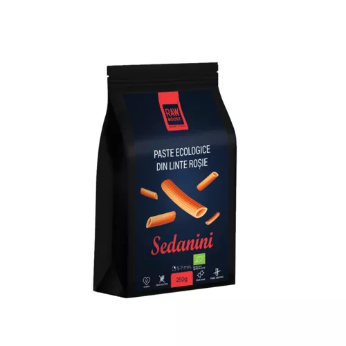 Paste ecologice Sedanini din Linte Roșie, Fără Gluten, 250g