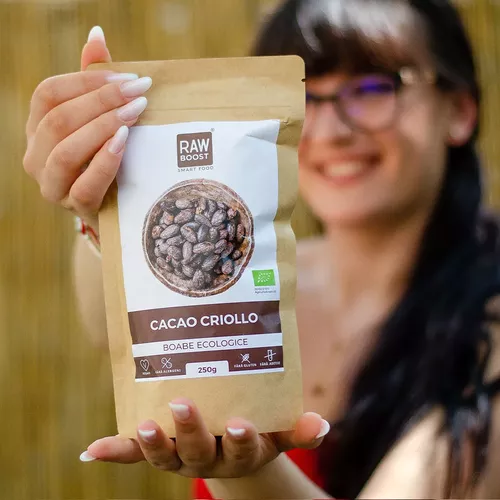 Cacao Criollo Boabe Crude Ecologice - cea mai bogată sursă de antioxidanți, 250g