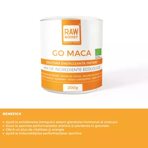 Go Maca, Mix de pudre ecologice - înaintea antrenamentelor pentru un plus de vitalitate 200g, 8 porții