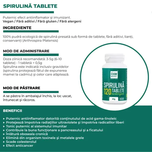 Pachet DETOXIFIANT - In Green, mix verde antibalonare + CADOU Flacon Spirulină 120 tablete ecologice | Rawboost