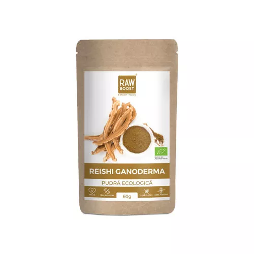 Reishi Ganoderma pudră ecologică - reducerea nivelului de colesterol, 60g
