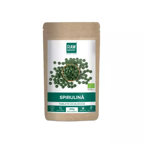 Spirulină Tablete Ecologice - puternic efect antiinflamator şi imunizant, 250g / 500 tablete