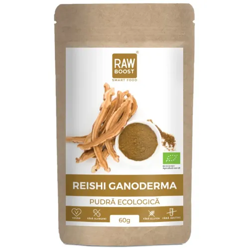 Reishi Ganoderma pudră ecologică - reducerea nivelului de colesterol, 60g