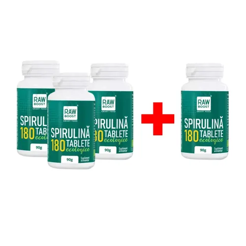 Pachet 3+1 CADOU Spirulina tablete 180 flacon 