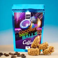 Coconut Disco Balls Coffee (Biluțe crocante de cocos cu gust intens de cafea) | Rawboost