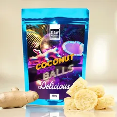 Coconut Disco Balls Delicious (Biluțe crocante de cocos cu gust intens de ghimbir) | Rawboost