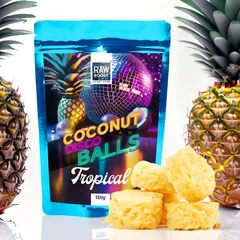 Coconut Disco Balls Tropical (Biluțe crocante de cocos cu gust intens de ananas) | Rawboost