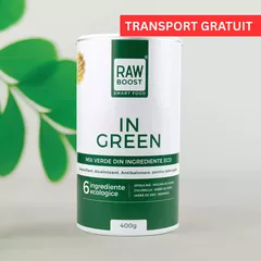In Green, Mix Verde ECO anti-balonare, detoxifiant, pentru talie suplă. 400g, 80 porții + CADOU ghid practic cu 15 rețete