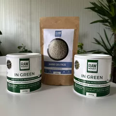 Pachet REVITALIZANT - 2x In Green 200g, Mix Verde ECO Antibalonare + CADOU Sare celtică grunjoasă, 250g | Rawboost