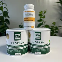 Pachet 2x In Green 200g Rawboost + CADOU Vitamina C Alcalină Pulbere Bioroots